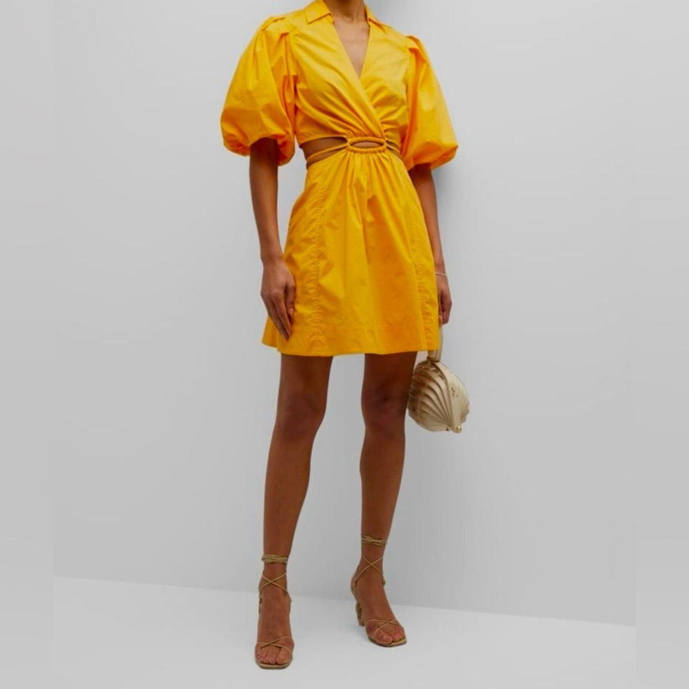 Jonathan Simkhai Aulora Cotton Poplin Balloon-Sleeve Mini Dress